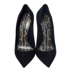 مملوكة مسبقًا حذاء كعب عالي دولتشي آند غابانا  بمقدمة مدببة جلد سويدي أسود مقاس 38.5