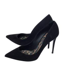 مملوكة مسبقًا حذاء كعب عالي دولتشي آند غابانا  بمقدمة مدببة جلد سويدي أسود مقاس 38.5