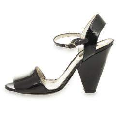 Pre Owned Dolce & Gabbana Black Patent Open Toe Sandals Size 38.5