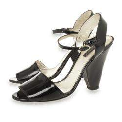 Pre Owned Dolce & Gabbana Black Patent Open Toe Sandals Size 38.5