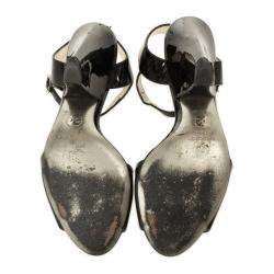 Pre Owned Dolce & Gabbana Black Patent Open Toe Sandals Size 38.5