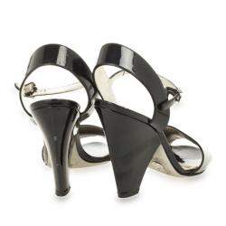 Pre Owned Dolce & Gabbana Black Patent Open Toe Sandals Size 38.5