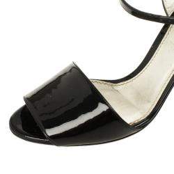 Pre Owned Dolce & Gabbana Black Patent Open Toe Sandals Size 38.5