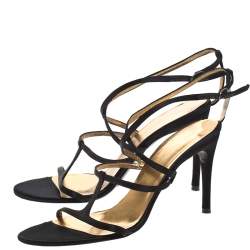Dolce & Gabbana Black Satin Strappy Sandals Size 37