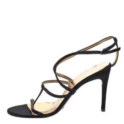 Dolce & Gabbana Black Satin Strappy Sandals Size 37