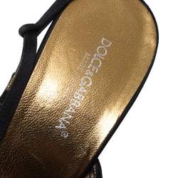 Dolce & Gabbana Black Satin Strappy Sandals Size 37
