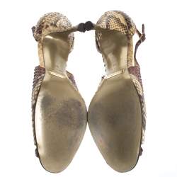 مملوكة مسبقًا صندل دولتشي آند غابانا بحزام للكاحل جلد ثعبان متعدد الألوان مقاس 38