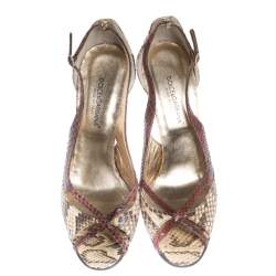 مملوكة مسبقًا صندل دولتشي آند غابانا بحزام للكاحل جلد ثعبان متعدد الألوان مقاس 38