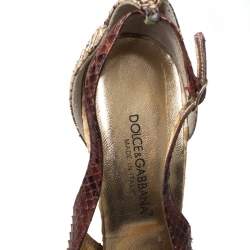 مملوكة مسبقًا صندل دولتشي آند غابانا بحزام للكاحل جلد ثعبان متعدد الألوان مقاس 38