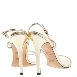 Pre Owned Dolce & Gabbana Metallic Gold Leather Strappy Sandals Size 37