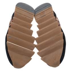 Pre Owned Dolce & Gabbana Brown Leopard Print Canvas And Black Suede Low Top Sneakers Size 40