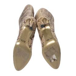 مملوكة مسبقًا Dolce & Gabbana Multicolor Python Leather Mid Calf Slip On Boots Size 35