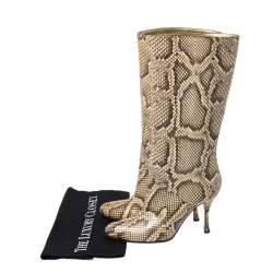 مملوكة مسبقًا Dolce & Gabbana Multicolor Python Leather Mid Calf Slip On Boots Size 35