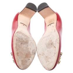 Pre Owned Dolce & Gabbana Red Patent Leather Crystal Embellished Pumps Size 38