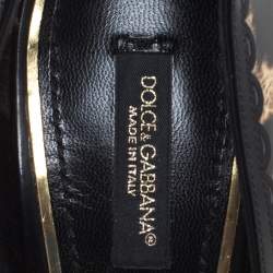 Pre Owned Dolce & Gabbana Black/Beige Leopard Print Patent And Leather Bow Pointed Toe Pumps Size 36