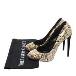 مملوكة مسبقًا Dolce & Gabbana Beige and Brown Python Pumps Size 37.5