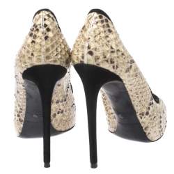 مملوكة مسبقًا Dolce & Gabbana Beige and Brown Python Pumps Size 37.5