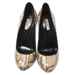 مملوكة مسبقًا Dolce & Gabbana Beige and Brown Python Pumps Size 37.5