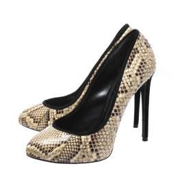 مملوكة مسبقًا Dolce & Gabbana Beige and Brown Python Pumps Size 37.5