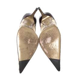 Dolce & Gabbana Brown/Cream Python And Leather Cutout Pointed Toe Pumps Size 38.5