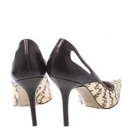 Dolce & Gabbana Brown/Cream Python And Leather Cutout Pointed Toe Pumps Size 38.5