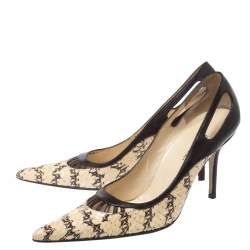 Dolce & Gabbana Brown/Cream Python And Leather Cutout Pointed Toe Pumps Size 38.5