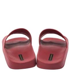 Pre Owned Dolce & Gabbana Red Rubber DG Embroidered Flat Pool Slides Size 41