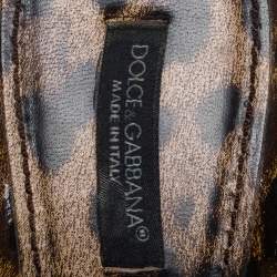 Dolce & Gabbana Leopard Print Patent Leather And Blue Denim Cork Wedge Platform Sandals Size 41