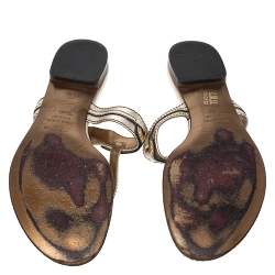 Dolce & Gabbana Metallic Gold Leather Thong Slide Sandals Size 40