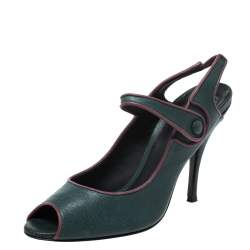 Dolce & Gabbana Green Leather Mary Jane Peep Toe Pumps Size 40 