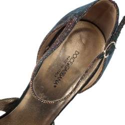 Dolce & Gabbana Multicolor Leather And Lamé Fabric Strappy Ankle Strap Sandals Size 39
