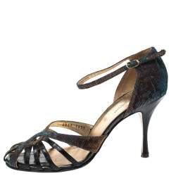 Dolce & Gabbana Multicolor Leather And Lamé Fabric Strappy Ankle Strap Sandals Size 39