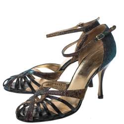 Dolce & Gabbana Multicolor Leather And Lamé Fabric Strappy Ankle Strap Sandals Size 39