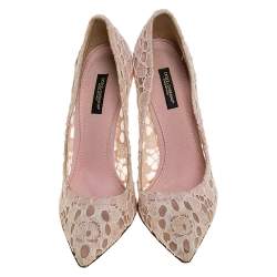 Dolce & Gabbana Beige Lace Pointed Toe Pumps Size 38