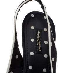 مملوكة مسبقًا Dolce & Gabbana Black Satin Polka Dot Slingback Wedges Size 38
