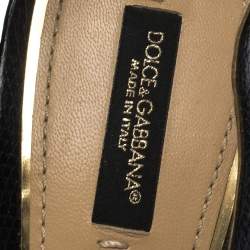 Pre Owned صندل دولتشي أند غابانا طراز سيور و نعل سميك جلد سحلية بارز أسود مقاس 41