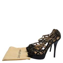 Pre Owned صندل دولتشي أند غابانا طراز سيور و نعل سميك جلد سحلية بارز أسود مقاس 41