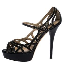 Pre Owned صندل دولتشي أند غابانا طراز سيور و نعل سميك جلد سحلية بارز أسود مقاس 41