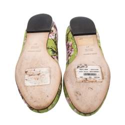 Pre Owned حذاء فلات سليبرز دولتشي أند غابانا سموكينغ بروكاد مطبوع مورد متعدد الألوان مقاس 37