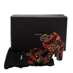 مملوكة مسبقًا  Dolce & Gabbana Multicolor Floral Printed Fabric Crystal Embellished Ankle Strap Sandals Size 36