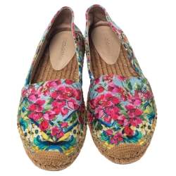 Pre Owned Dolce & Gabbana Multicolor Floral Print Fabric Espadrilles Size 40