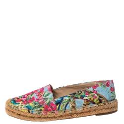 Pre Owned Dolce & Gabbana Multicolor Floral Print Fabric Espadrilles Size 40