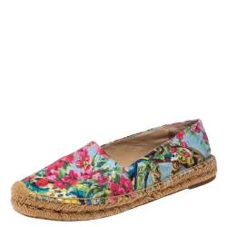 Pre Owned Dolce & Gabbana Multicolor Floral Print Fabric Espadrilles Size 40