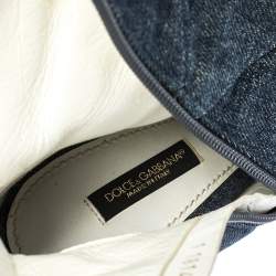 Pre Owned حذاء بوت كاحل دولتشي أند غابانا بمقدمة مفتوحة دنيم ممزق أزرق مقاس 37