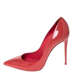 مملوكة مسبقًا حذاء كعب عالي دولتشي أند غابانا بمقدمة مدببة جلد لامع وردي مرجاني مقاس 39