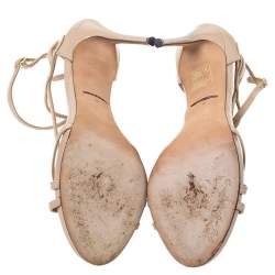 Pre Owned صندل دولتشي أند غابانا بطراز سيور جلد لامع بيج مقاس 38