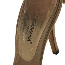 Dolce & Gabbana Beige Satin Crystal Embellished Ankle Strap Sandals Size 36