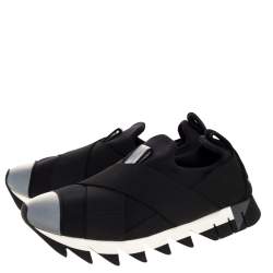 Pre Owned Dolce & Gabbana Black Neoprene and Elastic Band Ibiza Sneakers Size 39