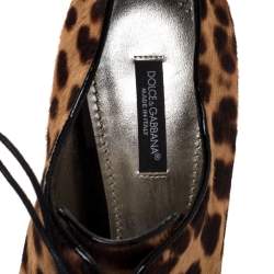 Pre Owned حذاء بوت دولتشي أند غابانا رباط علوي و كعب سميك شعر حصان بيج و بني مقاس 40