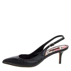 Pre Owned Dolce & Gabbana Black Leather Slingback Pointed Toe Sandals Size 39.5